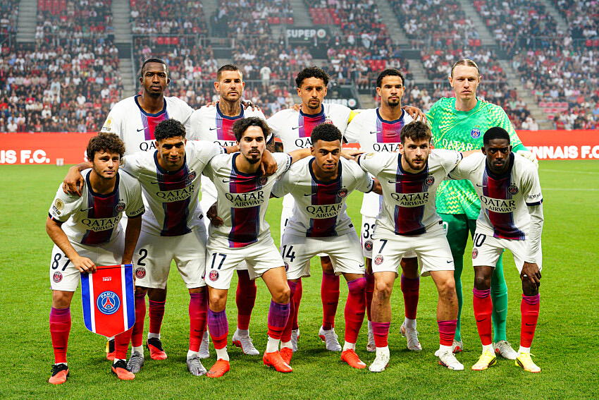 Team of Paris Saint-Germain during the Ligue 1 McDonald's match between Rennes and Paris SG at Roazhon Park on August 23, 2026 in Rennes, France. (Photo by Dave Winter/Icon Sport) - Photo by Icon Sport