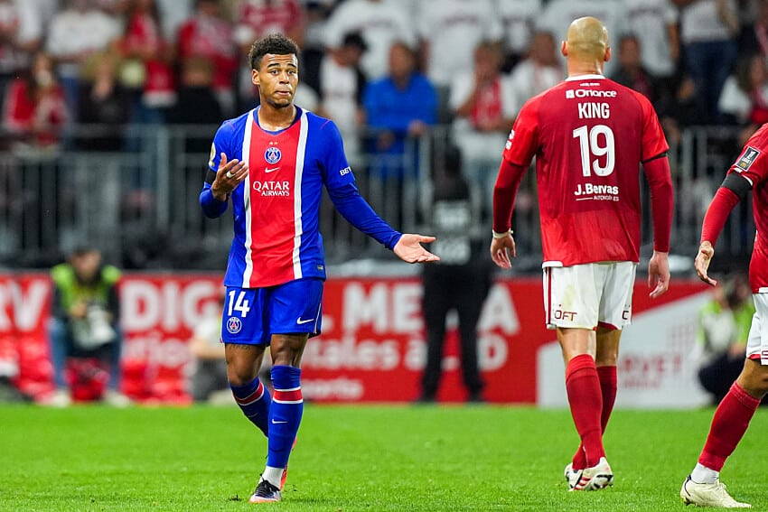 Desire DOUE of Paris Saint Germain looks dejected during the Ligue 1 McDonald's match between Brest and Paris at Stade Francis Le Ble on September 13, 2026 in Brest, France. (Photo by Daniel Derajinski/Icon Sport) - Photo by Icon Sport